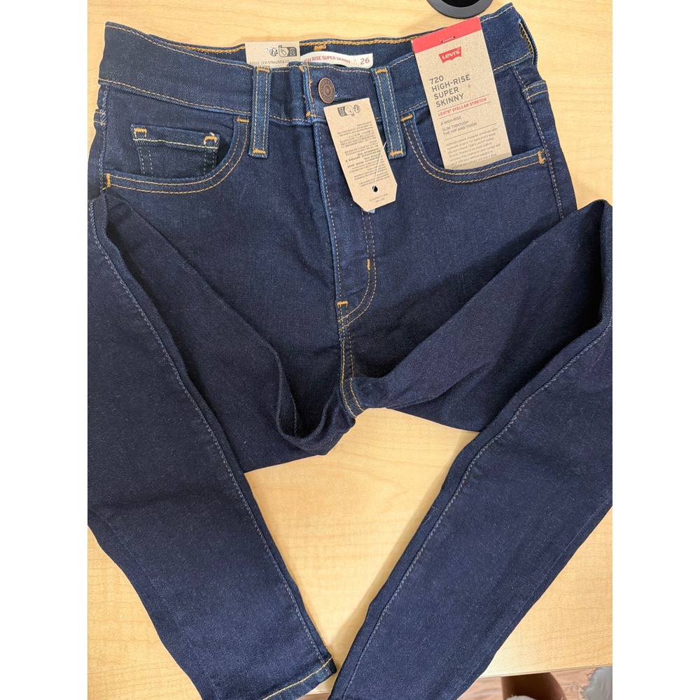 Levis 720 High Rise Super Skinny Jeans Indigo Blue Stellar Stretch 26x30